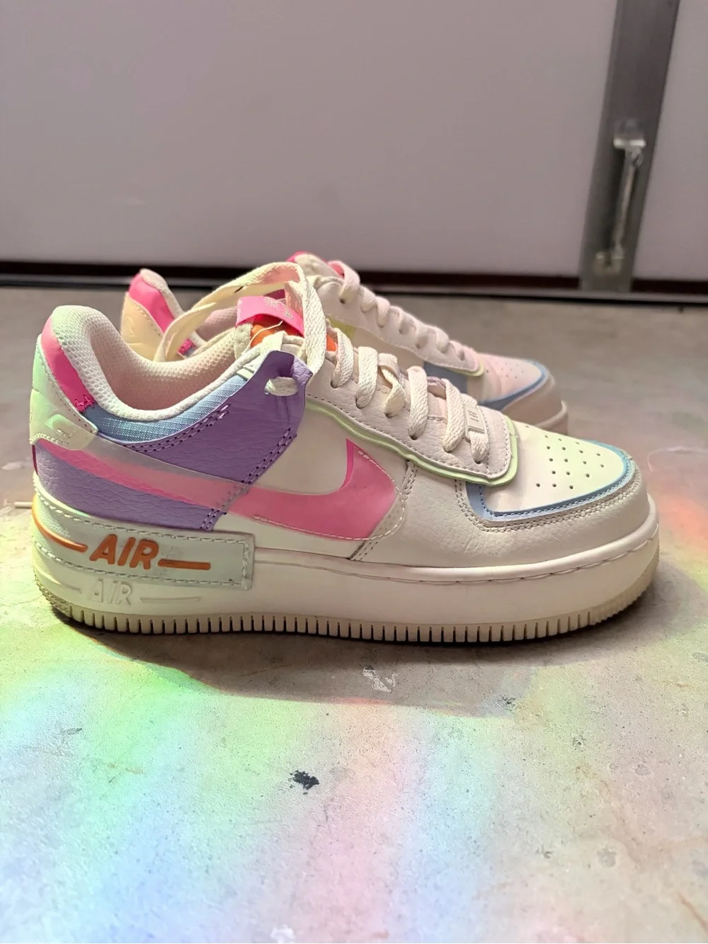 Nike Air White Sneakers with Pastel Rainbow Accents